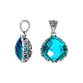 Blue Topaz Quartz Sterling Silver Pendant handcrafted in Bali with artisan Balinese design